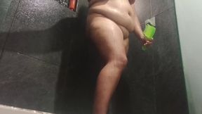 Chubby wife in shower