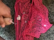 Sissy Lucy slut cums on wife’s knickers in nylons