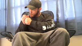 Smoking and Stroking Big Cock and Cumming