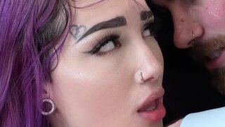 Cute inked Valerica Steele sucks and fucks a big cock