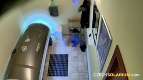 Czech Solarium 16: Shaved Pussy Spread Wide for a Naughty Solarium Show