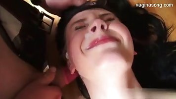 Brunette is having group sex with her good friends, in the middle of the day