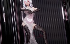 [mmd]haku "mr." Transparent Lace Cheongsam Big Lewd Pattern Black Silk