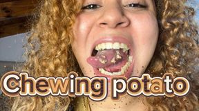 Chewing American cut potatoes