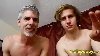 Giant daddies dominate tiny twink in size fetish POV scene