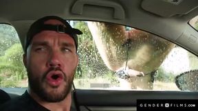 Hot Trans Carwash Babe Gets  Ass Pounded Hard By Big Cock - GenderXFilms