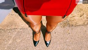 Sandra Jayde 30-06-22 The Platino Cleancut 15D with a tight red leather mini-skirt is paradise