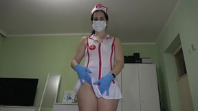 Robo Nurse Anna Masturbates with Latex Gloves and a Mask