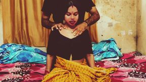 Hot Indian Bhabhi in saree fucked pussy by Devar during massage
