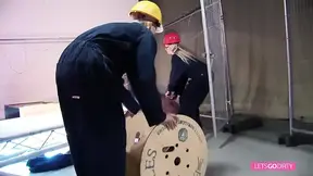 Blonde babes in fishnets with great boobs enjoy in one cock