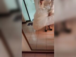 Shemale Hentai Bride was looking at mirror then show her knob