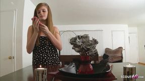 Skinny Teen Faye with Stocking Fucked in the Kitchen by Step Father