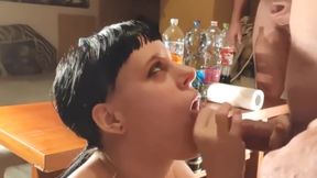 teen 18+ cumslut gets a big facial in a bukkake blowbang by a stranger HD