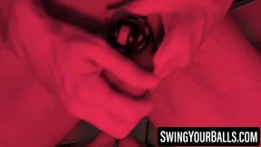 Hung Johnny dangles his balls and slaps it for a little bit of excitement
