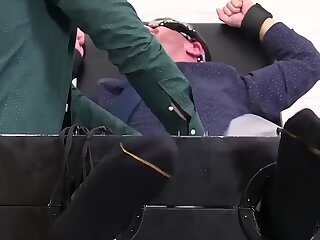 Sean Holmes was blindfolded and tickled beyond control on malefeetporn.com