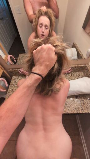 Dumb whore watches herself get fucked