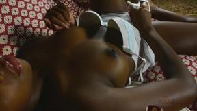 ”Lovely black model Parris Love fingers herself & rubs her clit to orgasm”