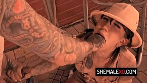 Trans babe Lena Moon anal gapped after a safari trip