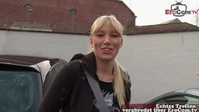 Blonde beauty caught for street porn