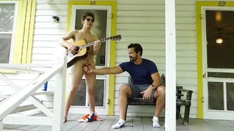 Hairy twink gets bareback bred by mature man in public tease