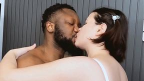 Fat step mom with pale body fucked by black cock