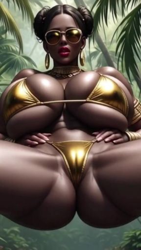 African woman sexy pose in jungle with music (Ai animation)   Clip 2