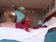 Kennie Jai hired to give a massage but can't resist fucking the bear!