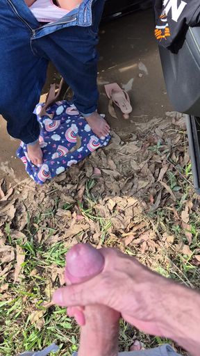 Wife gets cum in the ass on the street in public!