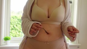 Belly Button Fetish Video with Fork and Hitting Navel