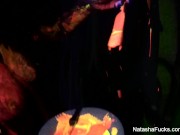 Blacklight tease and BTS with busty Natasha Nice