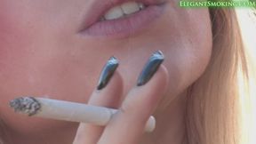 Michelle Moist smoking closeup