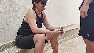 A macho dyke had to give up his pussy and suck dick for the first time because he didn't have the money to pay a bet he made