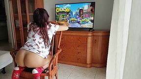 Perfect ass Latina girl in glasses is fucked instead of video gaming