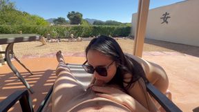 Slutty Kitty Sucks and Rides Yummy Jimmy on the Balcony to Extract His Semen