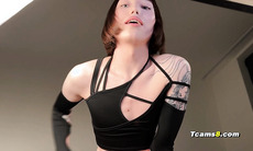 Horny sissy trap jerks and teases her cock
