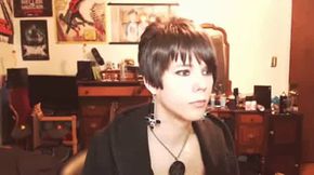 Short-Haired Crossdresser Cutie on Webcam