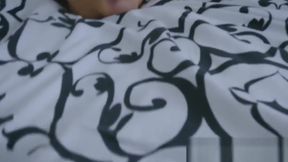 Horny stepson catches his milf masturbating on the bed