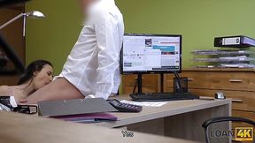 Young brunette babe Kristy gets anally fucked in an office