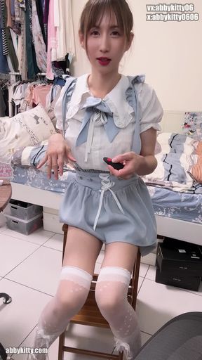 AB2509 Locked three months Cute femboy cum in flashlight with e-plug  3个月没射可爱小男娘!电击肛塞飞机杯高潮喷发