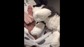 Border Collie Plushie Licks And Makes Onesie Pubby Jizz!
