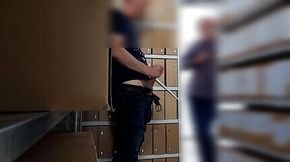 Colleague who caught me masturbating in office archive is back to watch and quickly fill my throat