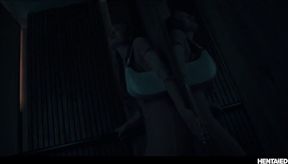 Monster Cock Destroys Elevator Stuck Blonde Anal All Way Through Gushing Creampie