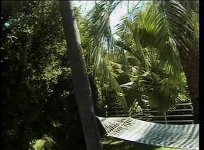 BTS big boobed blonde MILF fucks outdoor, by the pool