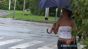 Czech Jacker 9: Tits in Rain - Wet, Tight, and Fully Exposed