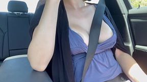 Big Boobs Gal's Sucky Italian Ride Flirts with Massive Tits Flashing Nipps