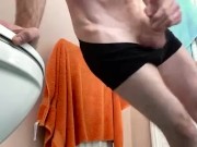 HOT LOAD OF CUM from cumming big dig married straight guy. Wanking masturbating secretly bathroom