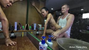 Sperm Dripping Out From Pussy After Getting Fucked on Washing Machine