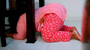Desi Stepmother in Law Gets Stuck Under Table While Cleaning Dining Room. When Son in Law Fucked Hard &amp; Cum Behind - BBW Big Ass