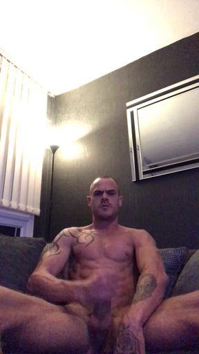 Scally Strip &amp; Wank: Peelin' Off Vest to Reveal Shredded Six Pack, Strokin' Big Uncut Cock Till Explosive Load