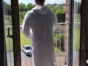 Scottish porn star Marc McAulay naked at home window view